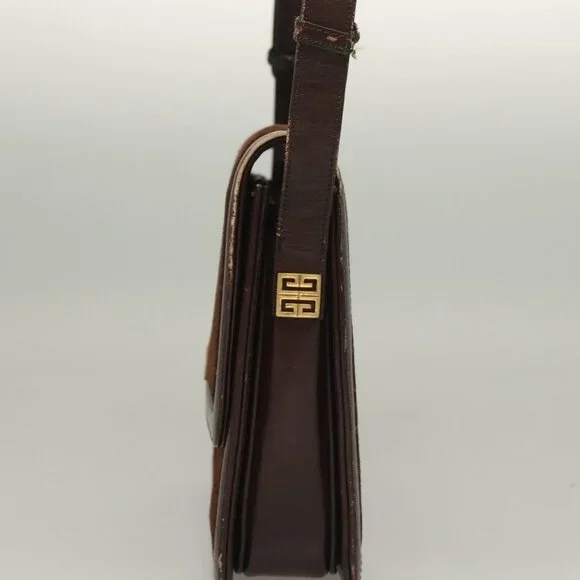 Authentic GIVENCHY Shoulder Bag Suede Brown Gold - Picture 10 of 16